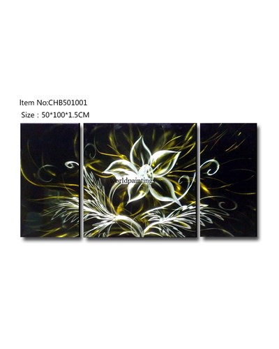 ציור אלומיניום פרח בגוונים שחור לבן וצהוב